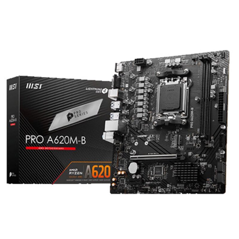 PLACA MSI PRO A620M-B,AMD,AM5,A520,2DDR5,128GB,VGA+HDMI,2.5GBLAN,4SATA3+1XM.2,6USB3.2,MATX