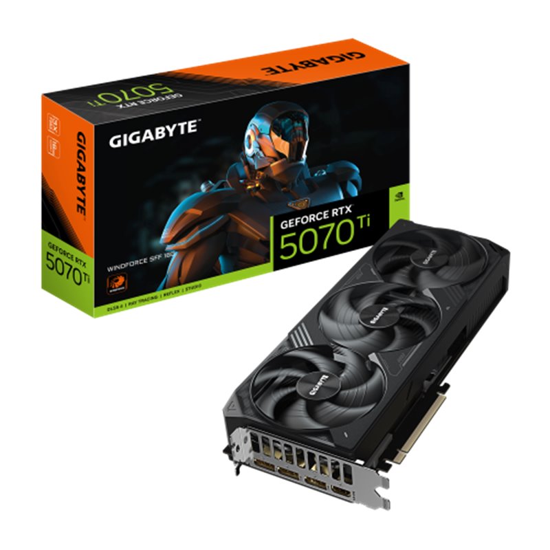 GIGABYTE GeForce RTX 5070 Ti WINDFORCE SFF 16G Tarjeta Gráfica - 16GB GDDR7, 256bit, PCI-E 5.0, 2452 MHz Frecuencia del núcleo, 