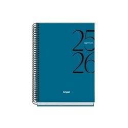 AGENDA ESCOLAR 2025-2026 TAMAÑO A5 TAPA CARTON FORRADO DÍA PÁGINA MODELO SYSTEM BASIC AZUL DOHE 52060