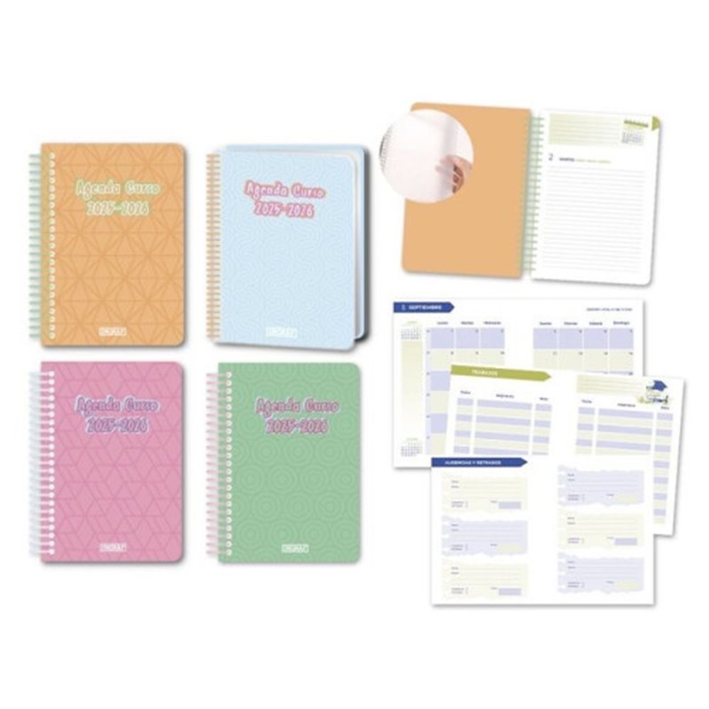 AGENDA ESCOLAR 2025-2026 PASTEL 8º DIA PAGINA TAPA POLIPROPILENO INGRAF 333359