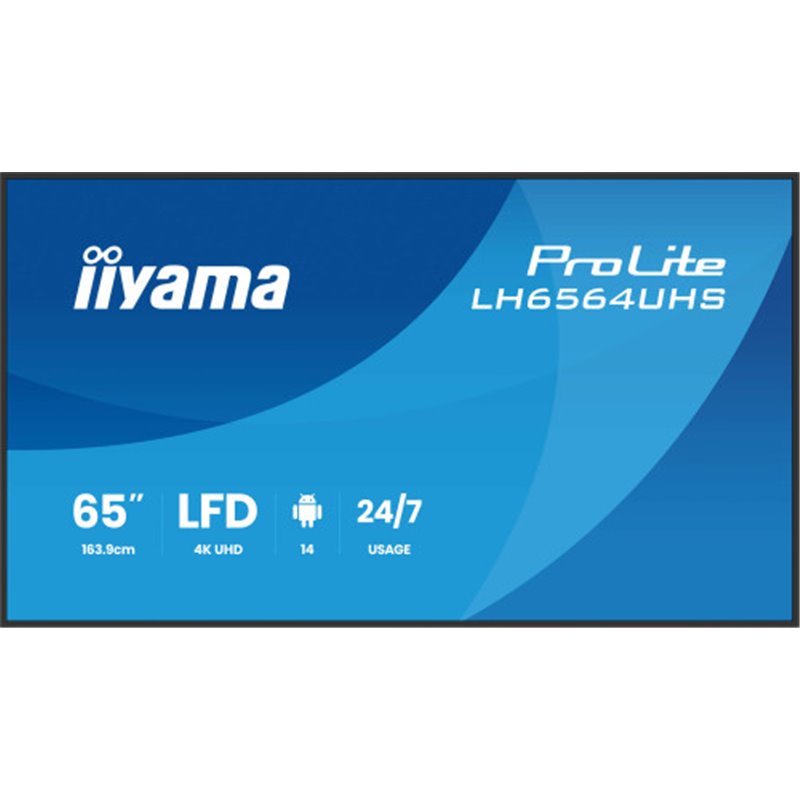 MONITOR IIYAMA 65" 3840X2160, UHD VA DLED PANEL, HAZE 25% 500CD/M², LANDSCAPE AND PORTRAIT, SPEAKERS 2X 10W, 2X HDMIX 1X USB-C ,