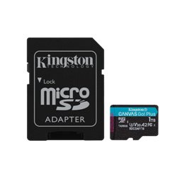 Kingston Technology Tarjeta microSDXC Canvas Go Plus Gen4 de 1 TB, 200 MB/s, A2 U3 V30 y adaptador
