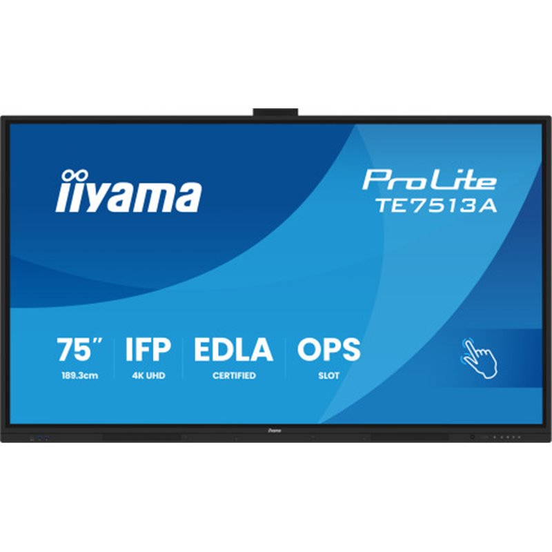 PANTALLA INTERACTIVA 75" EDLA, ANDROID 14, 8/128GB UHD IPS, MM 2X 20W  + 20W SUBWR, 2X HDMI, DP , 2X USB-C,  450CD/M, HORIZ , ME