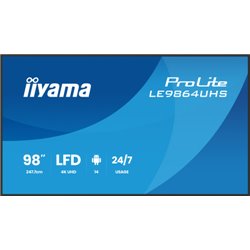 IIYAMA MONITOR 98" 3840x2160, UHD VA DLED  500cd/m, HORIZ Y VERT, MM 2x 10W, 2x HDMIx 1x USB-C, USB 2.0 x2, WiFi, LAN, Media Pla