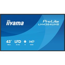 IIYAMA MONITOR 43" 3840x2160, UHD VA DLED  500cd/m, HORIZ Y VERT, MM 2x 10W, 2x HDMIx 1x USB-C, USB 2.0 x2, WiFi, LAN, Media Pla