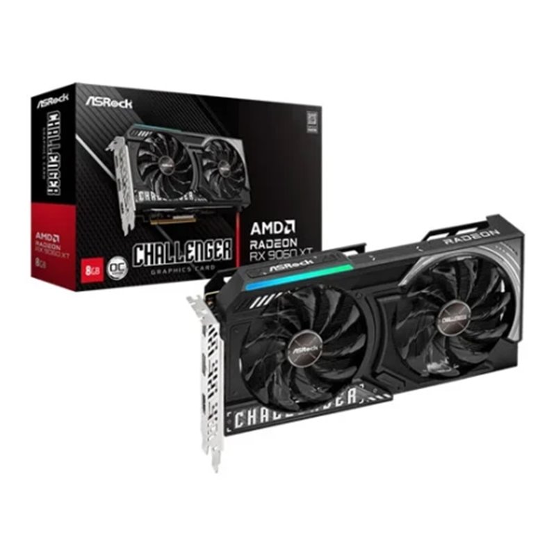 VGA ASROCK RX9060XT CL 8GO,AMD,RX9060XT,8GB,GDDR6,128BIT,2HDMI+2DP (3 VENTILADORES)