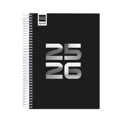 AGENDA ESCOLAR 2025-2026 COOL 4º 155X212 1DIA PAGINA NEGRO+ FINOCAM 645060326