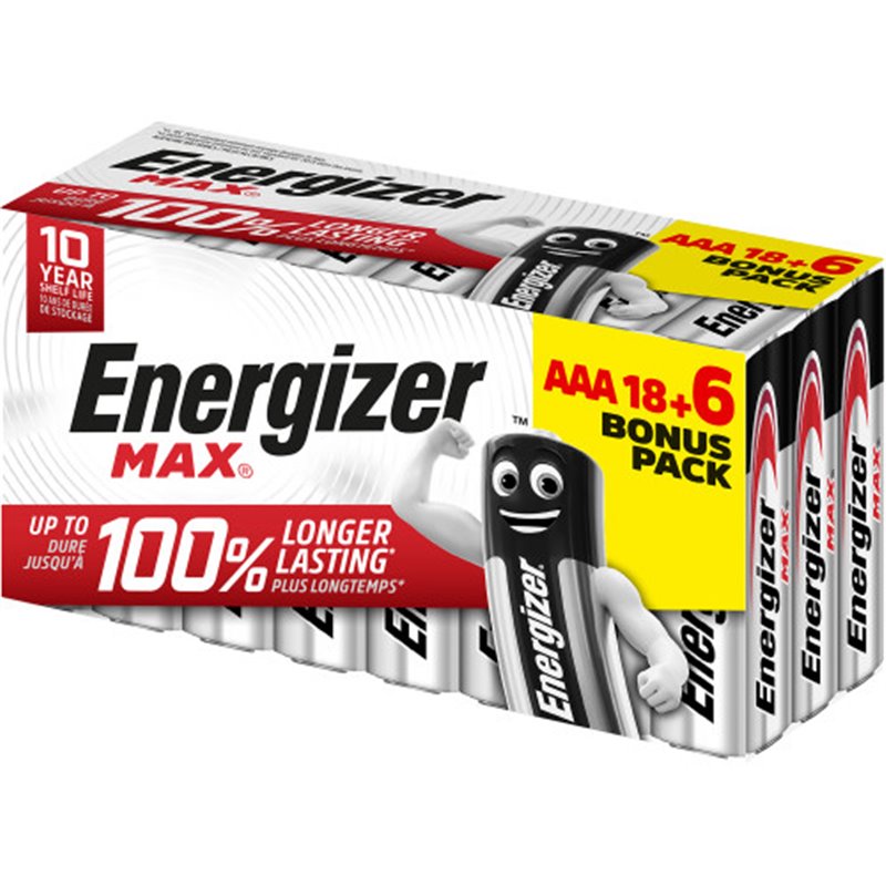 CAJA 18+6 PILAS ALKALINAS MAX TIPO LR03 (AAA) ENERGIZER E303513204