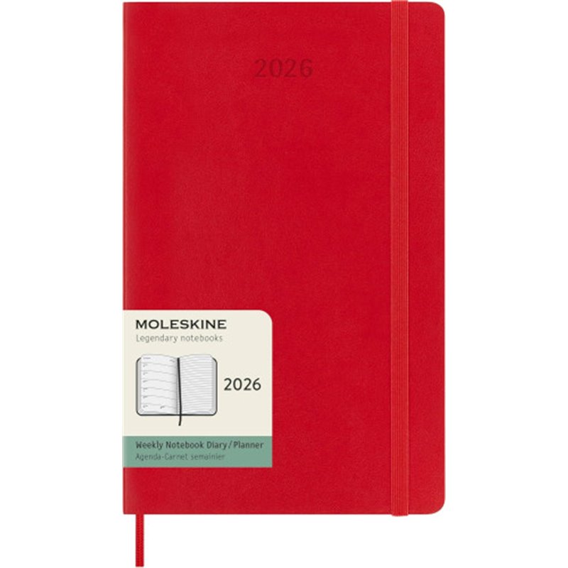 AGENDA 2026 TAPA BLANDA 12 MESES SEMANAL L (13 X 21 CM) ROJO MOLESKINE DSF212WN3Y26
