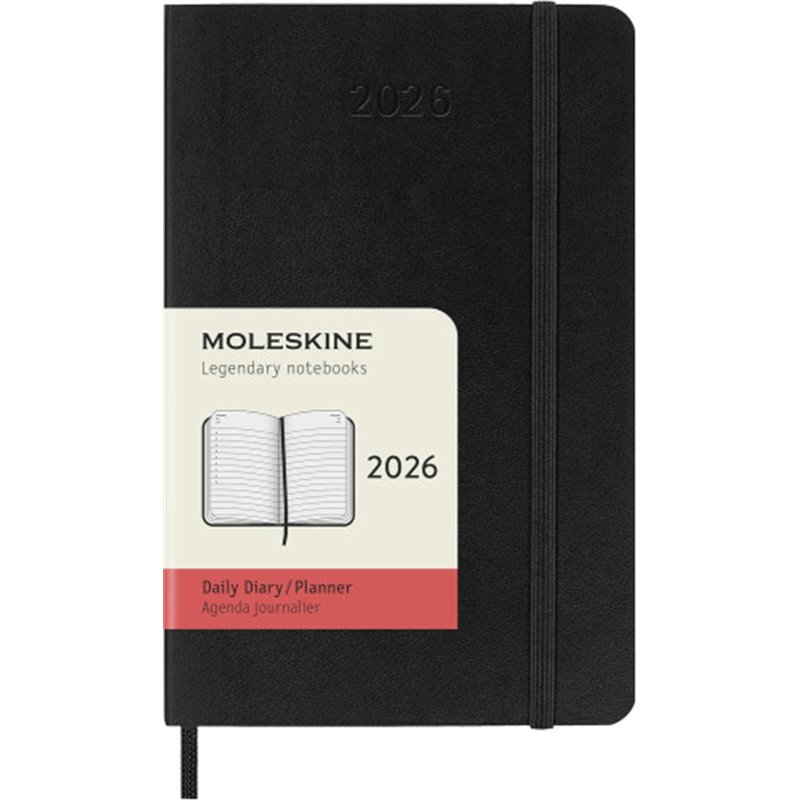 AGENDA 2026 TAPA BLANDA 12 MESES DIARIA P (9 x 14 CM) NEGRA MOLESKINE DSB12DC2Y26