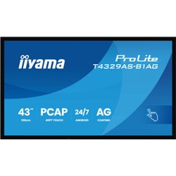 MONITOR IIYAMA 43" ALL-IN-ONE PCAP INTERACTIVE/ ANDROID 14 OS/ 3840 x 2160/ 450CD/M² WITH TOUCH/ HDMI X2 + USB-C/RS-232C X1/ WiF