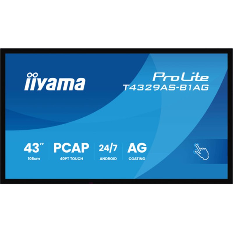MONITOR IIYAMA 43" ALL-IN-ONE PCAP INTERACTIVE/ ANDROID 14 OS/ 3840 x 2160/ 450CD/M² WITH TOUCH/ HDMI X2 + USB-C/RS-232C X1/ WiF