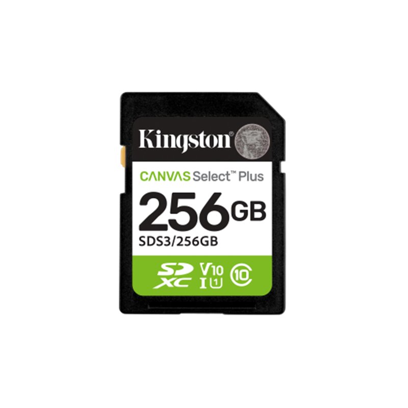 Kingston Technology 256 GB SDXC Canvas Select Plus Gen3 150 MB/s C10 UHS-I U1 V10