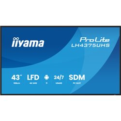 MONITOR IIYAMA 43" (LH4375UHS-B1AG) ANDROID 11 / 3844X2160 (4K UHD) / OPERACION 24/7 /500CD / LANDSC. Y PORTRAIT / 3XHDMI / DP /