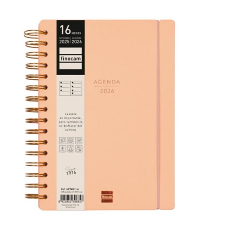 AGENDA 16 MESES SEPTIEMBRE 2025-DICIEMBRE 2026 HAIKU E10-155X212 SEMANA VISTA HORIZONTAL CORAL+ FINOCAM 627400326