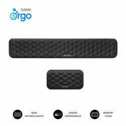 SUBBLIM Pack ERGO AIRPADDING Negro, Reposamuñecas Teclado + Ratón, Espuma viscoelástica 65 D, Tejido AirMesh transpirable, Base 