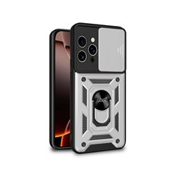 FUNDA COOL IPHONE 16 PRO MAX HARD RING PLATA