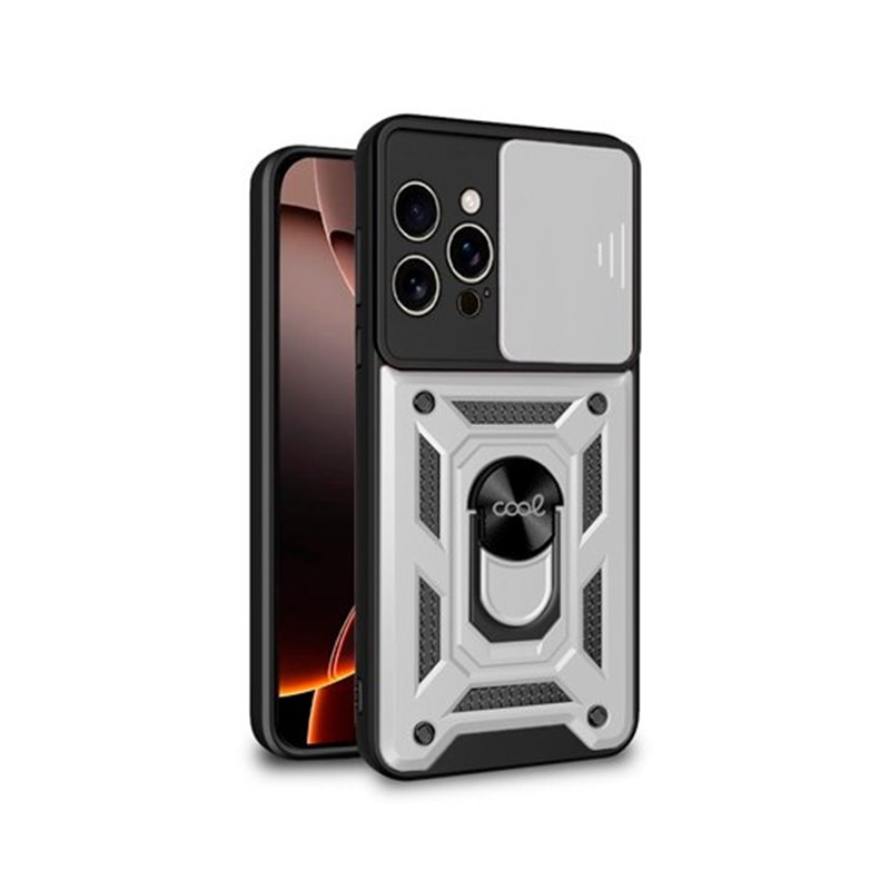 FUNDA COOL IPHONE 16 PRO MAX HARD RING PLATA