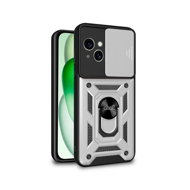 FUNDA COOL IPHONE 15 PLUS HARD RING PLATA