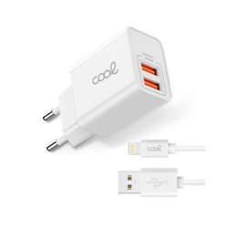CARGADOR COOL 2USB 2,4 AMP   CABLE LIGHTNING 1.2M