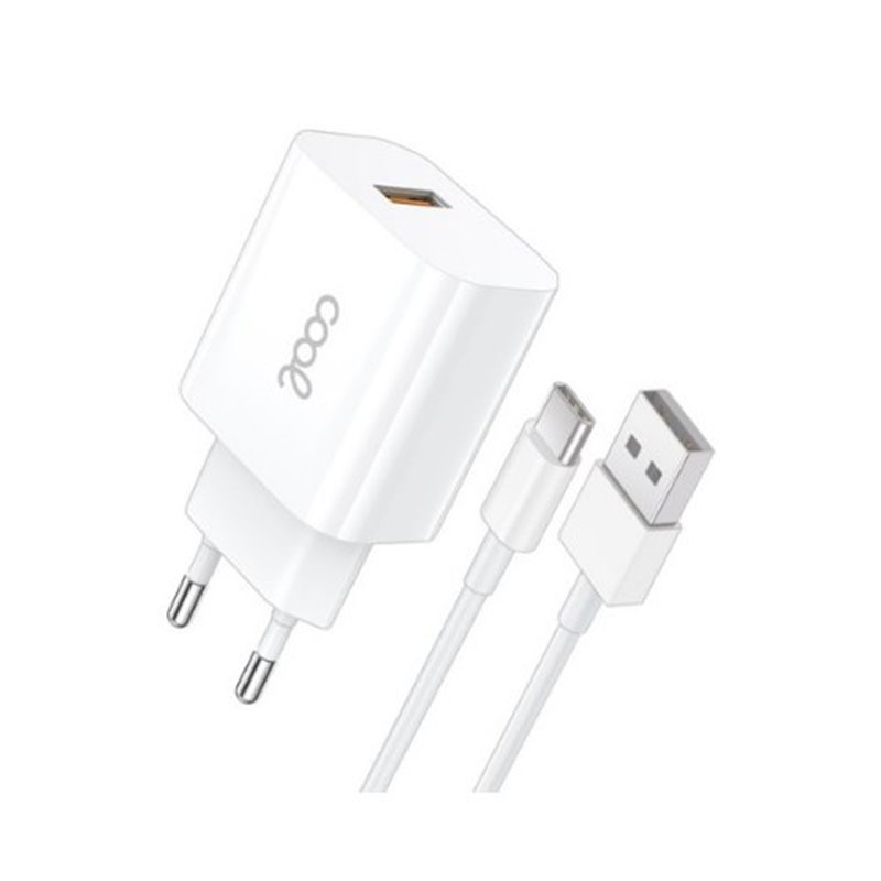 CARGADOR COOL  USB-C 12W 2.4 AMP WHITE CABLE 1.2M