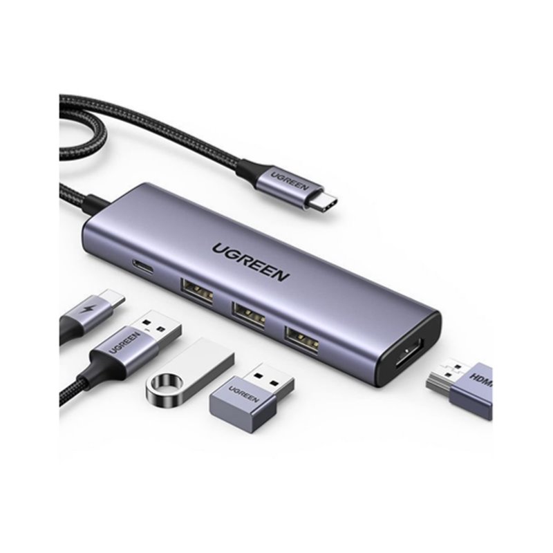 HUB UGREEN 5EN1 USBC TO HDMI+3*USB 3.0 A+PD
