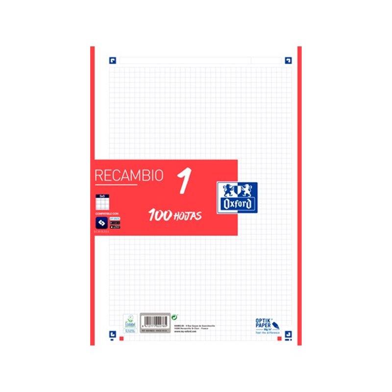 RECAMBIO CUADROS A4 100H OXFORD