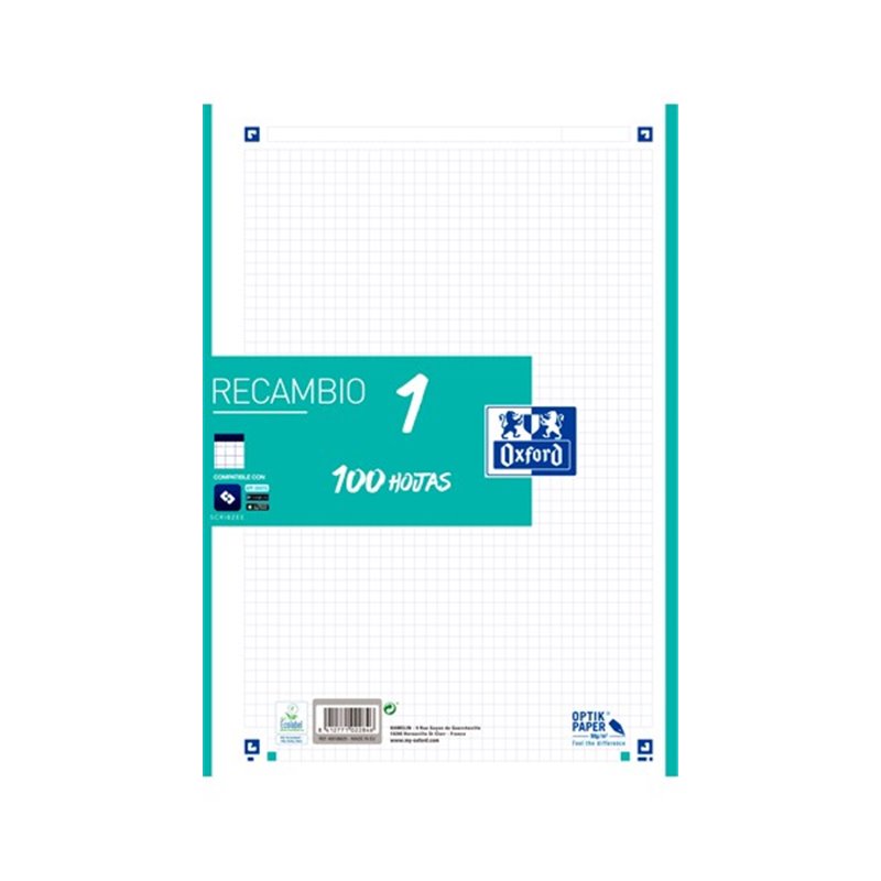 RECAMBIO CUADROS A4 100H OXFORD