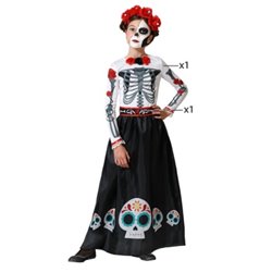 DISFRAZ ESQUELETO ROSAS NI�A