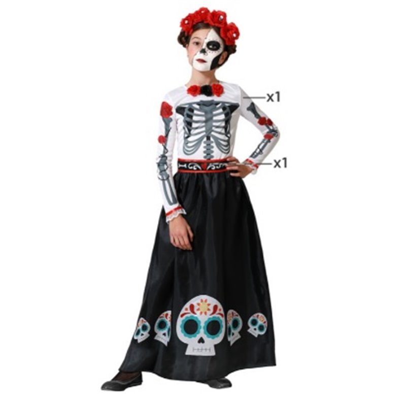 DISFRAZ ESQUELETO ROSAS NI�A