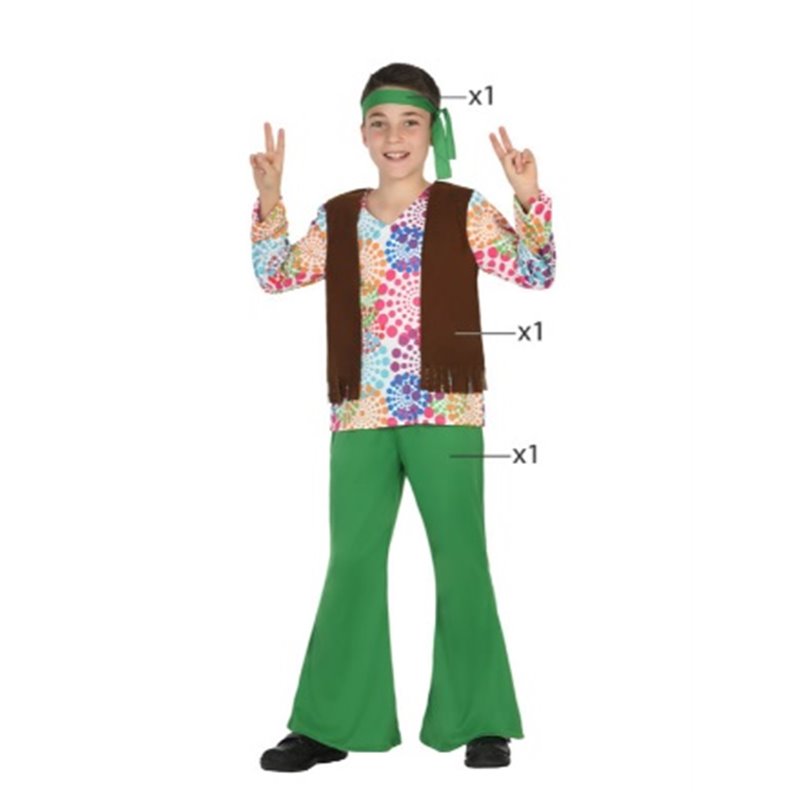 DISFRAZ HIPPIE NI�O VERDE