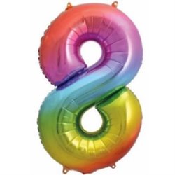 GLOBO MYLAR NUMERO ARCOIRIS 110CM