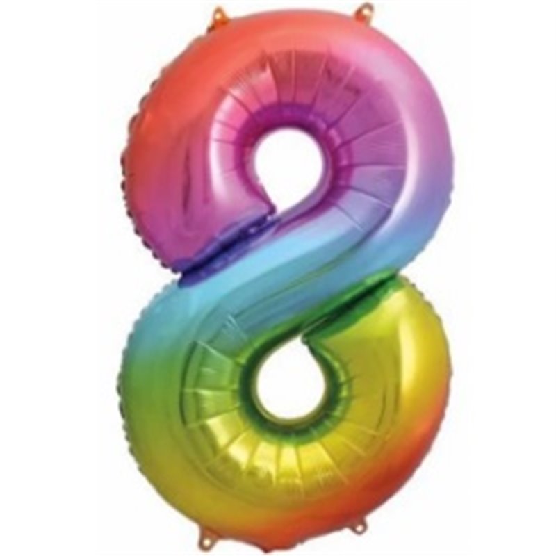 GLOBO MYLAR NUMERO ARCOIRIS 110CM