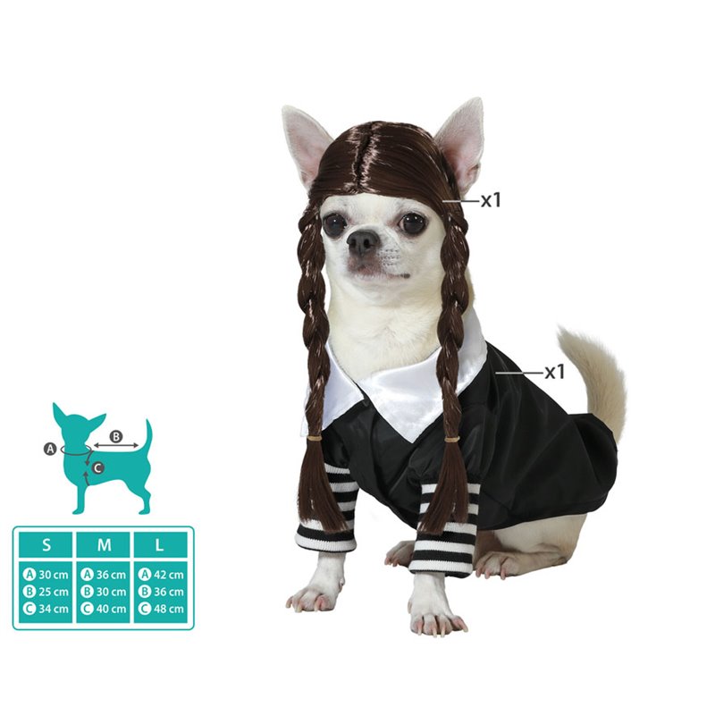 DISFRAZ PARA MASCOTA NI�A FANTASMA NEGRO CON PELUCA