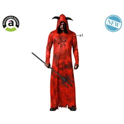 DISFRAZ DEMONIO ROJO CON T�NICA Y CAPUCHA PARA HOMBRE ADULTO