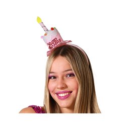 DIADEMA FELIZ CUMPLEA�OS ROSA