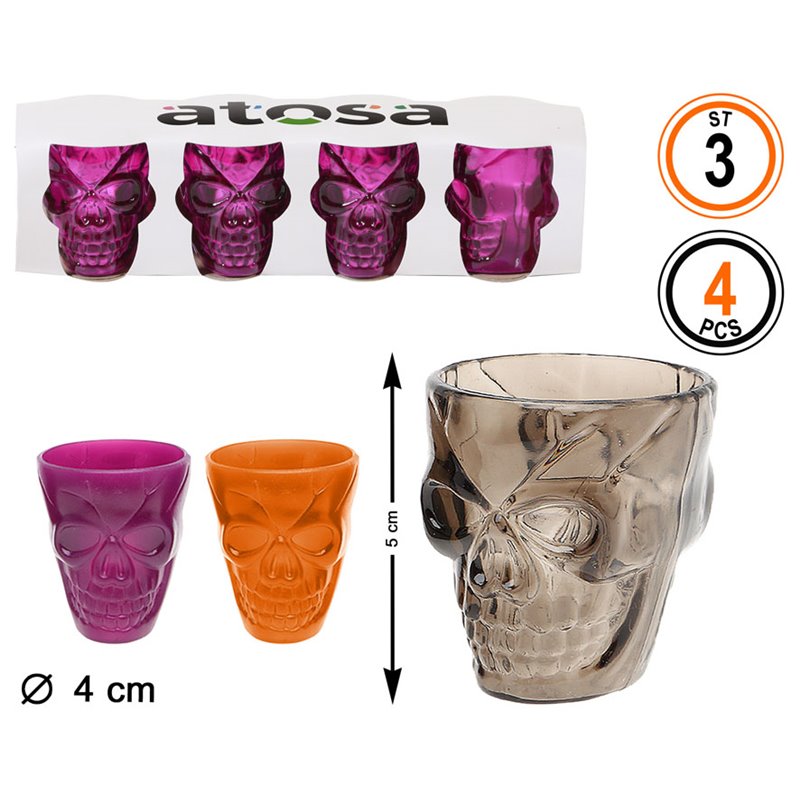 VASO HALLOWEEN 5 CM 4 UND 3 COLORES ST.