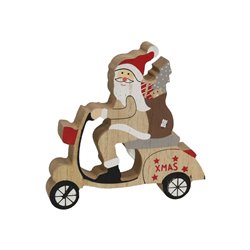 SANTA EN MOTO ROJA DEC. 13X13 CM