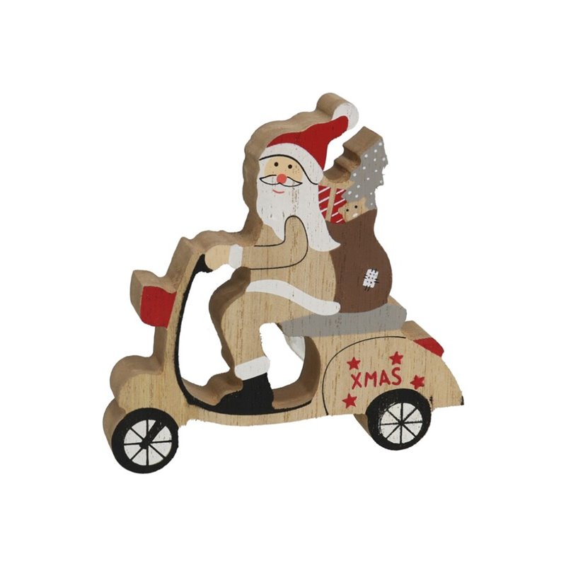 SANTA EN MOTO ROJA DEC. 13X13 CM