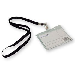 Tarjeta identificaci�n horizontal 10,5x7cm cord�n negro