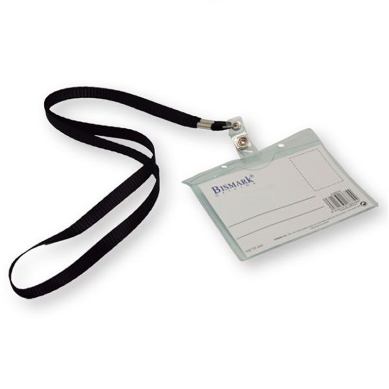 Tarjeta identificaci�n horizontal 10,5x7cm cord�n negro