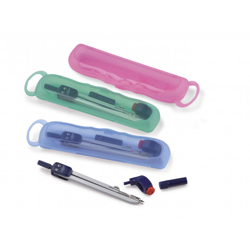 COMPAS FABIO 33MM EN ESTUCHE DE PLASTICO COLORES SURT.