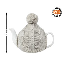 TETERA JERSEY GRIS 11.5X12CM 600 ML PORCELANA