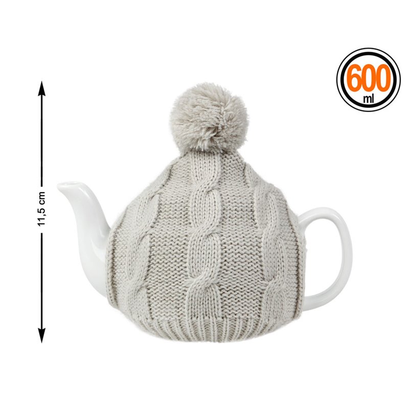 TETERA JERSEY GRIS 11.5X12CM 600 ML PORCELANA