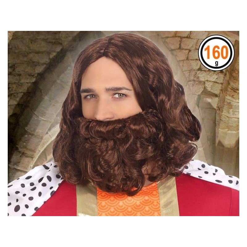 PELUCA CASTA�A CON BARBA REY GASPAR