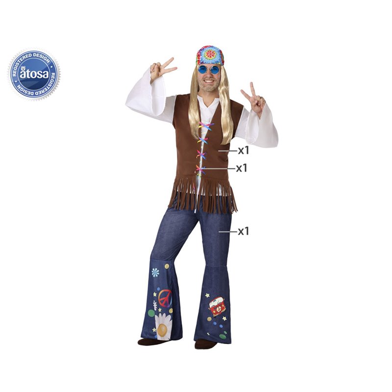DISFRAZ HIPPIE HOMBRE ADULTO HOMBRE