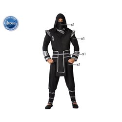 DISFRAZ NINJA NEGRO ADULTO PLATEADO