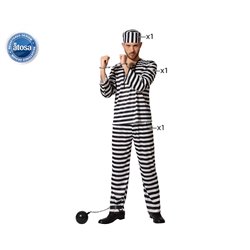 DISFRAZ PRESO HOMBRE ADULTO BLANCO Y NEGRO