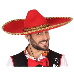 SOMBRERO MEXICANO D:58 CM ROJO