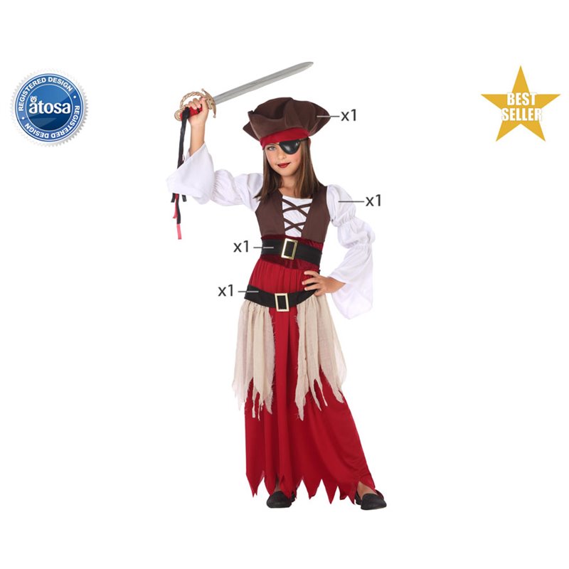 DISFRAZ PIRATA NI�A INFANTIL ROJO